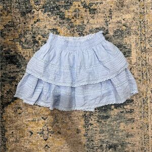 Elegant Light Blue Ruffled Mini Skirt